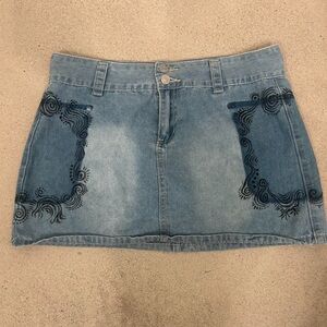 Hand painted Denim Mini Skirt